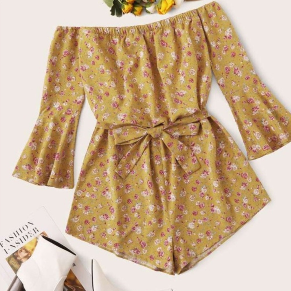NEW Romwe self-tie off the shoulder romper